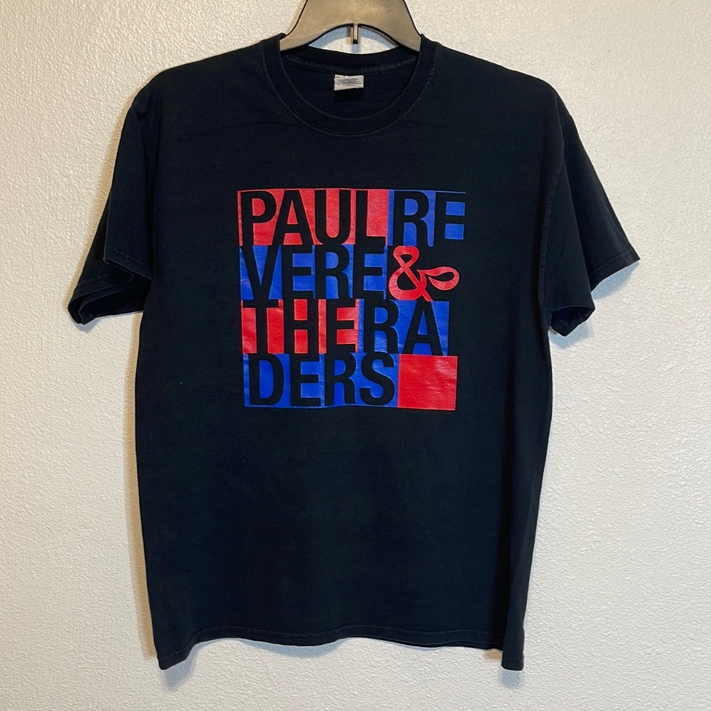Paul Revere and The Raiders Shirt Large Gildan L Black Red Blue Band Rock Tee